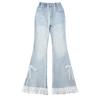 Jeans Acampanados para Niña 2025 Nuevo Pies Encaje Lazo Encaje Pantalones Acampanados Jeans Acampanados Transfronterizo