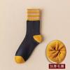 Calcetines Rayados Gruesos de Otoño e Invierno para Mujer, de Media Pantorrilla, Forrados de Felpa, Cálidos, Calcetines Retro para Mujer, Venta al por Mayor Fabricante de Calcetines Zhuji
