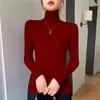 Suéter de cuello alto para mujer transfronterizo para otoño e invierno, top base de punto acanalado de cuello alto sin costuras, top interior de punto ajustado