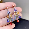 Pendientes de Zafiro de Color Natural Puros, de Venta Caliente en Transmisiones en Vivo Transfronterizas, Piedras Preciosas Grado 5A, Tamaño 4*6mm