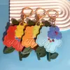 Portatarjetas de Acceso de Cuero Flor de Durazno Caliente Transfronterizo Localizador Estuche Protector Llavero Colgante de Regalo Hebilla de Anillo de Llave