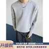 Camiseta de manga longa patchwork desconstruída para homens, adequada para primavera e outono, estilo americano, peso pesado, corte limpo, casual, versátil e pode ser usada como camada base