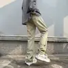 Jeans de Mezclilla Amarillos Viejos Retro Lavados para Hombre Estilo Americano High Street Pierna Recta Ligero Acampanado Pantalones Largos Rudo Guapo Ajuste Delgado Modernos Negros