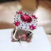 Anillo de Piedra Roja Simulada Sangre de Paloma Estilo Similar Joyería Elegante Xiaohongshu Joyería para Banquetes Bodas Bailes de Cóctel