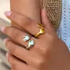 Anillo con un Toque de Lujo de Alta Gama, Acero Inoxidable, Lujo Ligero, Diseño Minimalista de Abrazo, Diseño Abierto Ajustable, Venta al por Mayor Transfronteriza