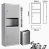 Caja de Papel Larga Empotrada en la Pared para Baño Hotel Acero Inoxidable Portarrollos de Papel de Cocina Tres en Uno con Cubo de Basura y Dispensador de Pañuelos