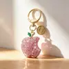 Llavero de Manzana Pequeña Realista Linda de Diamantes Completos Transfronterizo con Diamantes, Llavero de Coche de Fruta 3D, Colgante Pequeño para Bolsos de Niñas