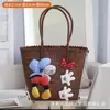 Bolsa de Mão Novo Estilo com Laço, Bolinhas de Desenho Animado, Brinquedo de Pelúcia, Cesta Tecida, Bolsa de Mão Diária para o Trabalho