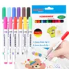 Caneta de pintura em tecido criativa feita à mão DIY T-shirt de algodão branco tela pintura colorir 12 cores caneta têxtil caneta de colorir transfronteiriça