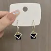 Pendientes de Círculo Grande de Cristal Populares en TikTok de Lujo Ligero Pendientes Cuadrados Corea del Sur Elegantes Populares en Internet Versátiles Pendientes de Gama Alta