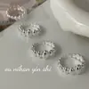 Anillo Geométrico Ovalado de Plata de Ley S925 Sin Piedras para Mujer Ins Diseño de Nicho de Alta Gama Anillo para Dedo Índice Abierto con Perlas