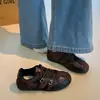 Marrón Hebilla Nueva Cuero Retro Zapatos de Tabla Zapatos de Lona 2026 Con Cordones Caña Baja Otoño Suela Gruesa Gand Xun Zapatos Casuales Tela