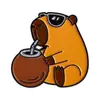 Broche Desenho Animado Capivara Animalzinho Fofo Capivara Emblema Pintado Decoração de Mochila de Estudante Medalha