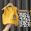 Conjunto de chaleco de algodón para niños, conjunto de pantalones cortos coreanos de verano para bebés, ropa de dos piezas para niños