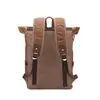 Mochila Retro Europea y Americana Impermeable de Cuero Crazy Horse y Lona Mochila de Lona Retro Americana Desgastada de Gran Capacidad