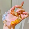 Pulsera de Cristal Blanco Leche Natural de Alta Calidad, Cuarzo Rosa, Citrino Limón, Flor de Pegamento, Pulsera Multi-Tesoro