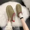 Botas de nieve para mujer 2023 otoño e invierno Nuevos zuecos de media caña de fondo grueso con punta cerrada talla grande zapatos de algodón grueso forrados de polar al por mayor