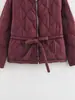Comercio Exterior Transfronterizo Moda Estilo Europeo y Americano Otoño 2025 Nuevo Moda Casual Cuello Redondo Cintura con Cordón Diseño Chaqueta de Algodón