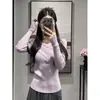 Camiseta Básica de Punto Irregular Estilo Lujo para Mujer, Corte Ajustado, Top Favorecedor, Suéter Suave para Otoño e Invierno, Manga Larga Pura y a la Moda