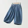 Calças Jeans Infantis, Calças Cropped para Meninas, Calças de Verão 7/8 para Meninos, Calças Harem de Algodão para Crianças Maiores, Calças Vintage para Crianças