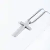 Collar con Colgante de Cruz de Acero Inoxidable Europeo y Americano Transfronterizo para Hombre, Largo, Personalizado, Versátil, Brillante, Collar de Acero de Titanio con Cruz