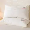 Fundas de Almohada Bordadas de Algodón Lavado Calidad Clase A, un Par, 48X74, Funda Sencilla de Algodón Puro para Relleno de Almohada de Adulto