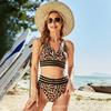 2025 Novo Maiô Separado Feminino Estampa de Leopardo Costas Nuas Calcinha de Maiô Fita Sexy Biquíni Europeu e Americano