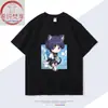 Merchandise do Jogo Genshin Impact Scaramouche Wanderer Camiseta de Manga Curta Gola Redonda Verão Adolescente Estudante Algodão Roupas Largas