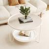 Mesa de Café Estilo Crema Vidrio Changhong Sala de Estar Apartamento Pequeño Simple Moderna Casa de Alquiler Redonda Doble Capa Placa de Roca Mesa de Café Pequeña