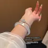 Pulseira de Vidro Olho de Gato Estilo Chinês Novo Branco Gelado Luar com um Rosa de Alto Padrão Estilo Nacional para Melhores Amigos