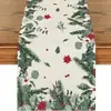 Caminho de Mesa de Natal Festa na Cozinha Mesa de Jantar Guirlanda de Árvore de Natal Boneco de Neve Sinos Rena Papai Noel Decoração de Caminho de Mesa de Natal