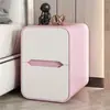 Novo Modelo 2026 Borda Estreita Madeira Maciça Quarto Mini Mesa de Cabeceira para Espaços Pequenos, Ultra-Estreita Moderna Minimalista Acabamento em Couro de Luxo Leve