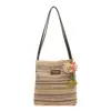 Bolsa de Palha Trançada Modelo Balde Feminina 2026 Verão Nova Color Block Arco-Íris Simples Casual Trançada Grande Capacidade Bolsa de Ombro Único