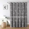 Cortina de Ducha Transfronteriza Tela de Encaje Tejida Jacquard Mariposa Cortina de Ducha Impermeable Baño Cortina Divisoria de Ducha sin Taladro