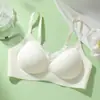 Verão Seda de Gelo Fresca Respirável Renda Base Líquida Roupa Íntima Feminina Silicone Pequeno Levanta Seios Sem Costura Estilo Fino Escondendo Gordura das Axilas Sutiã