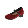 Mocassins Baixos com Tira em T Aveludados Retrô para Mulheres 2026 Outono Novo Estilo Fada Sapatos de Ballet Mary Jane