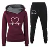 Comércio Exterior Transfronteiriço Novo Conjunto Primavera, Outono e Inverno Casual Esportivo Hoodie Feminino com Estampa de Frequência Cardíaca