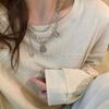 Collar de Oso Doble Capa Europeo y Americano Cadena para Suéter de Mujer Accesorios de Collar para Sudadera Otoño e Invierno Cadena para Clavícula Antidesvanecimiento Collar de Acero de Titanio