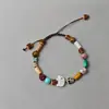 Collar de Piedra Natural con Cuentas de Diseño Vintage de Nicho para Mujer, Cadena para Clavícula Trenzada Ajustable con Cuerda, Accesorio Pulsera Estilo Vacaciones