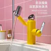 Nuevo grifo de lavabo de baño mecánico digital multicolor de dibujos animados lindos, para agua caliente y fría