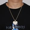 Collar Hip-Hop Europeo y Americano Colgante de Cobre en Forma de Corazón con Zirconio Completo Personalizado Moderno Collar Rap Hip-Hop Joyería Europea y Americana