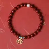Pulsera de Arena Dorada Púrpura de Cinabrio Alto Contenido Estilo Chino Retro Pulsera de Palacio Joyería de Año de Esta Vida Regalo para Mujeres
