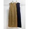 Vestido Chaleco Dorado Estilo Francés para Descanso del Té para Mujer, Nuevo Estilo Verano 2025, Elegante y Adelgazante, Vestido de Longitud Media Estilo Vacaciones
