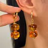 Pendientes Ovalados de Ojo de Tigre Estilo Retro Maillard Pendientes de Color Café para Otoño e Invierno de Gama Alta Pendientes de Lujo Accesible para Mujeres