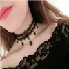 Accesorios Temáticos Oscuros para Adultos, Gargantilla de Encaje Negro, Joyería de Cristal, Cadena para Clavícula Hecha a Mano, Collar Peculiar para Cosplay
