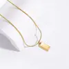 Collar de Acero Inoxidable Lele Jewelry para Mujer, Colgante Cuadrado Pequeño de Verano de Gama Alta, Accesorios Electrochapados, Cadena Simple para Clavícula