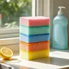 Esponja de limpeza colorida, espessa e dupla face para uso na cozinha, lavagem de louça e esfregar panelas e frigideiras; esponja de aço de alta densidade; bloco de esponja absorvente - fabricante