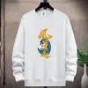 Suéter Masculino Novo de Primavera e Outono Tecido Composto Pulôver Gola Redonda Solto Plus Size Esportivo Casual Estilo Pesado