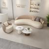 Sofá-Cadeira de Couro Curvo Estilo Luxo Leve Mesa de Centro Combinação Sala de Estar Salão de Beleza terno Área de Descanso Hall de Hotel Sofá