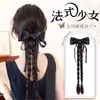 Peruca Feminina com Presilha de Garra, Laço, Fitas, Rabo de Cavalo, Cabelo Trançado, Presilha de Cabelo Trança Torcida, Rabo de Cavalo na Parte de Trás da Cabeça
